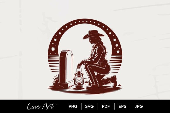 Cowgirl Grave Lantern Line Art: A Designer's Review