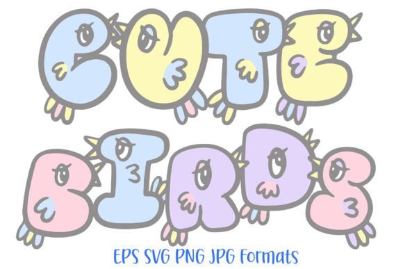 Cute Birds Lettering Font Cartoon PNG Review