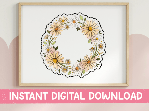 Daisy Floral Wreath Circle Sticker: A Designer's Review