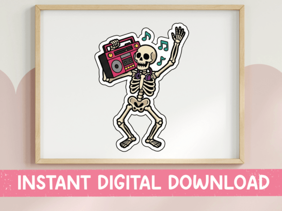 Dancing Skeleton Boombox Sticker: A Designer's Review