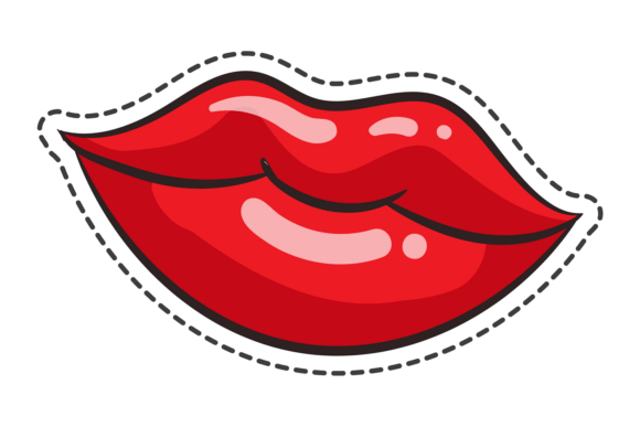 Glossy Red Lips: A Bold Statement for Embroidery