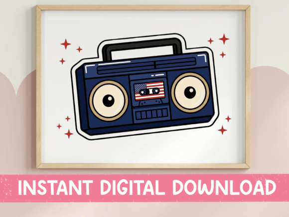Retro Boombox American Flag Sticker Review