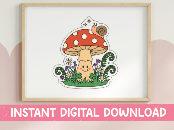 Review: Cute Smiling Mushroom with Snail Sticker Design