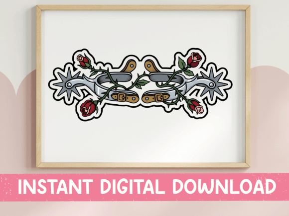 Review: Western Cowboy Spurs Roses Sticker Design