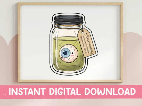 Reviewing the Eyeball Specimen Jar Sticker Design for Embroidery