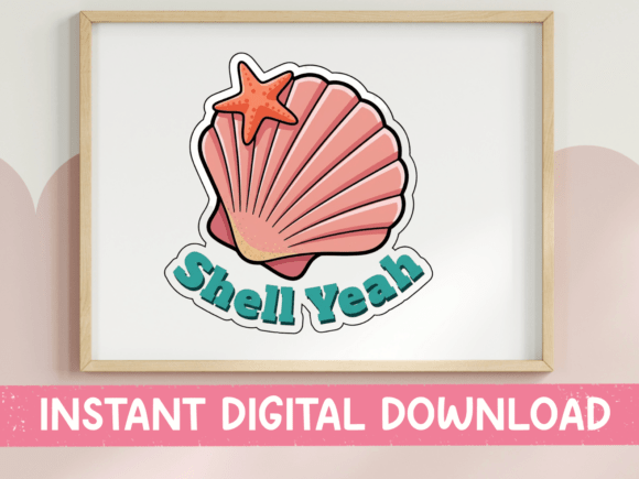 Shell Yeah Seashell Beach Sticker Design Review